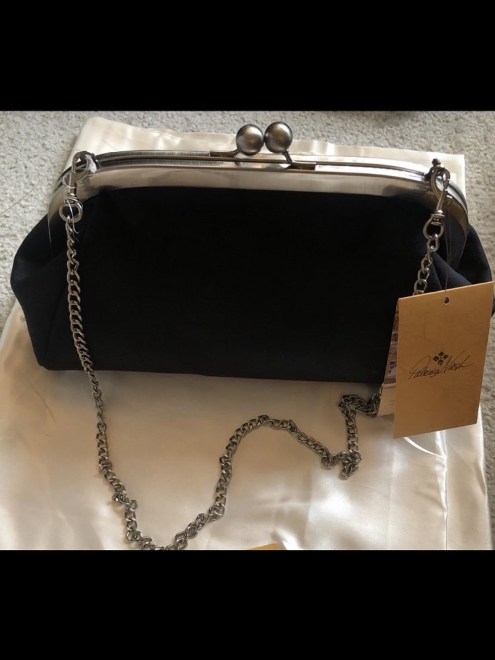 Patricia Nash Black Chain Shoulder Bag Clutch